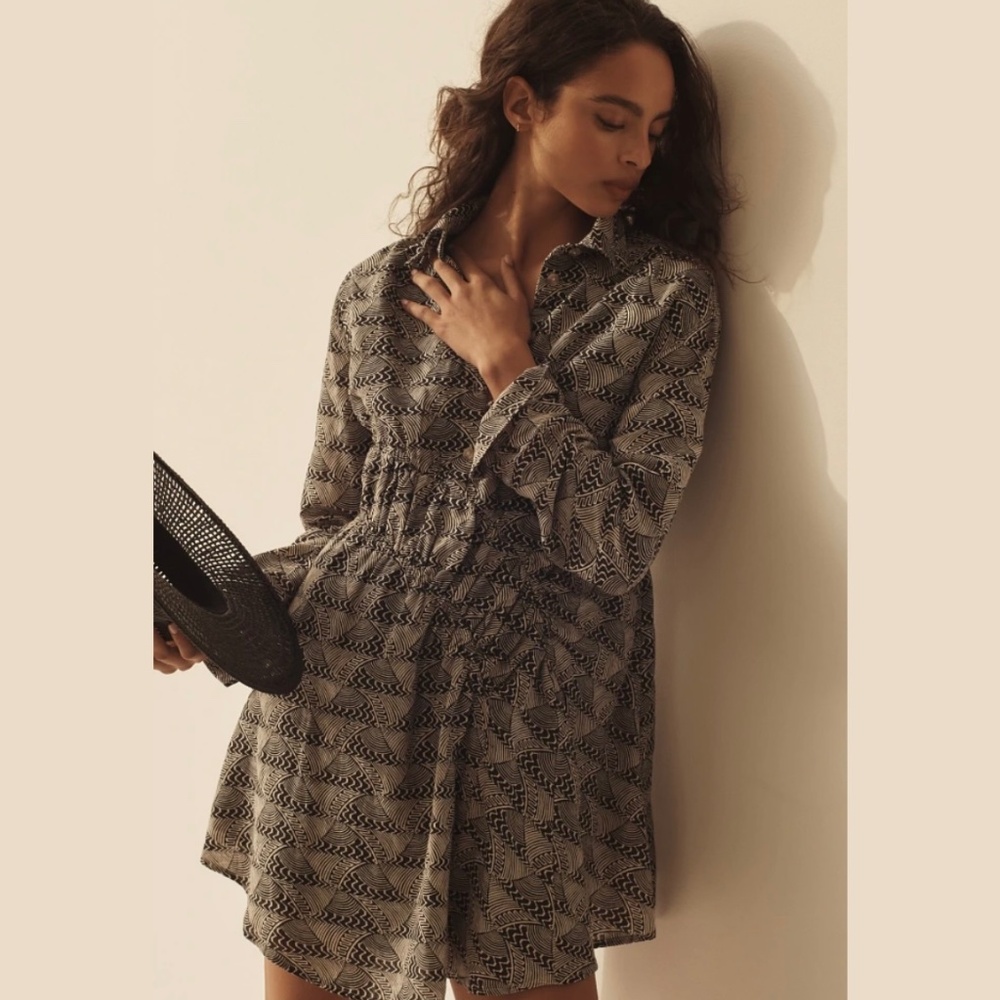 NWT Anthropologie Long-Sleeve Collared Mini Dress